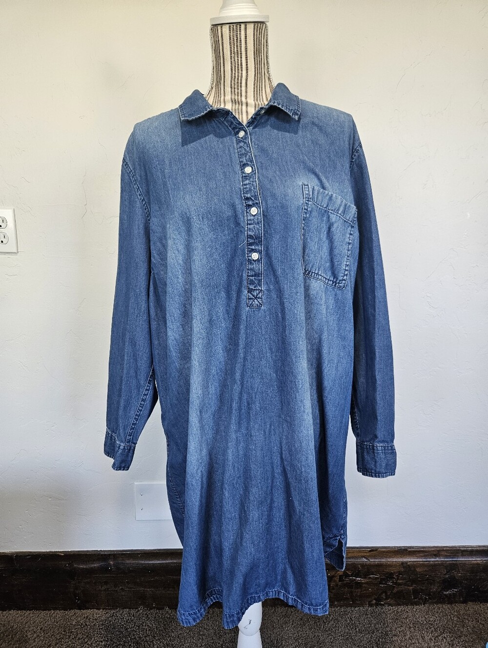 Old Navy Denim Blue Long Sleeve Shirt Dress